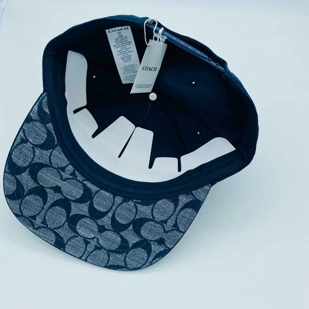 NWT COACH CHAMBRAY NAVY BLUE FLAT BRIM HAT - Picture 3 of 12